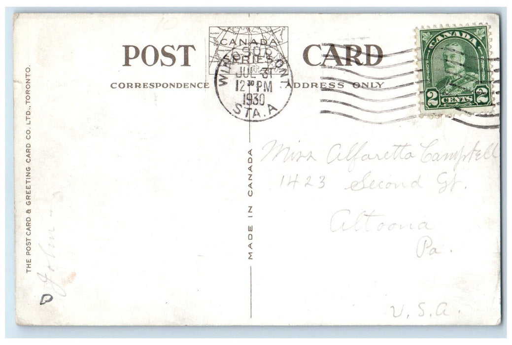 1930 Aeroplane View Bob-Lo Island Park Bois Blanc Island Ontario Canada Postcard