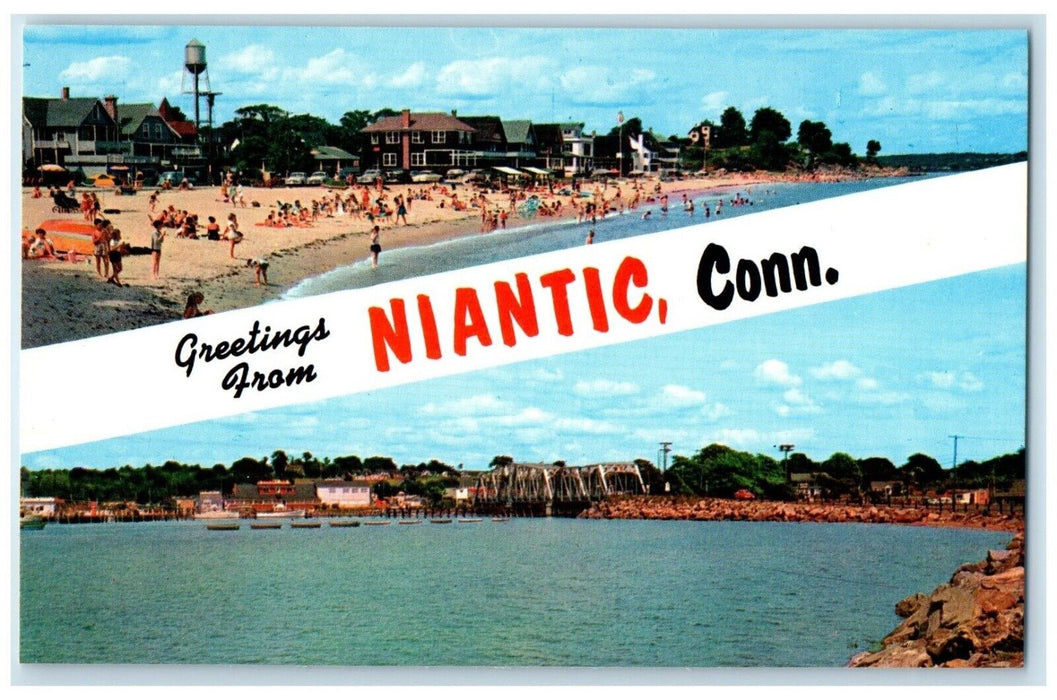 c1960 Multi-View Greetings From Niantic Connecticut CT Banner Vintage Postcard