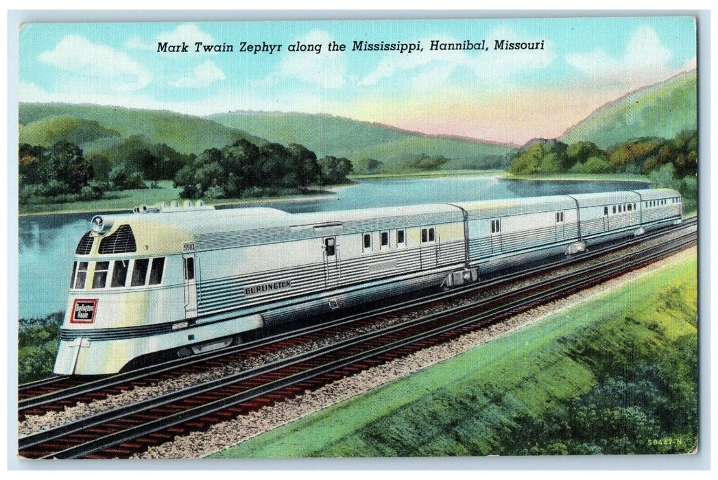 c1940 Mark Twain Zephyr Train Mississippi Hannibal Missouri MO Unposted Postcard