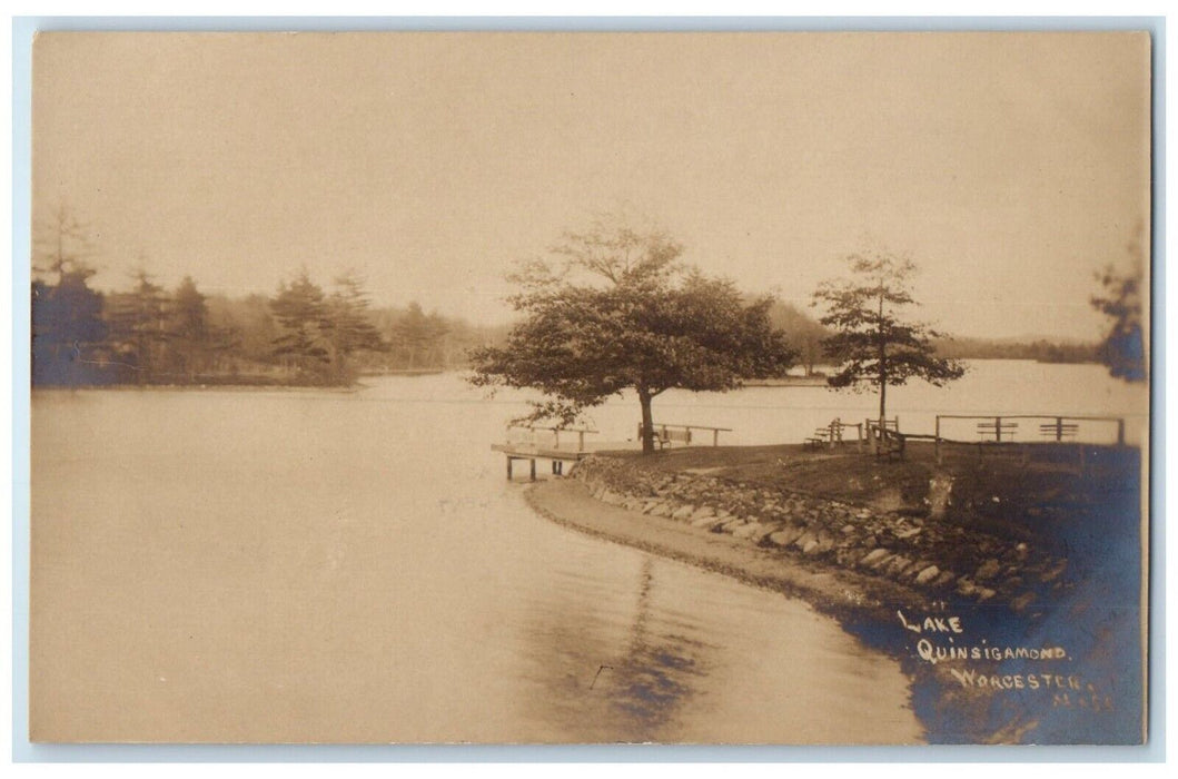 c1905 Worcester Lake Quinsigamond Massachusetts MA RPPC Photo Postcard