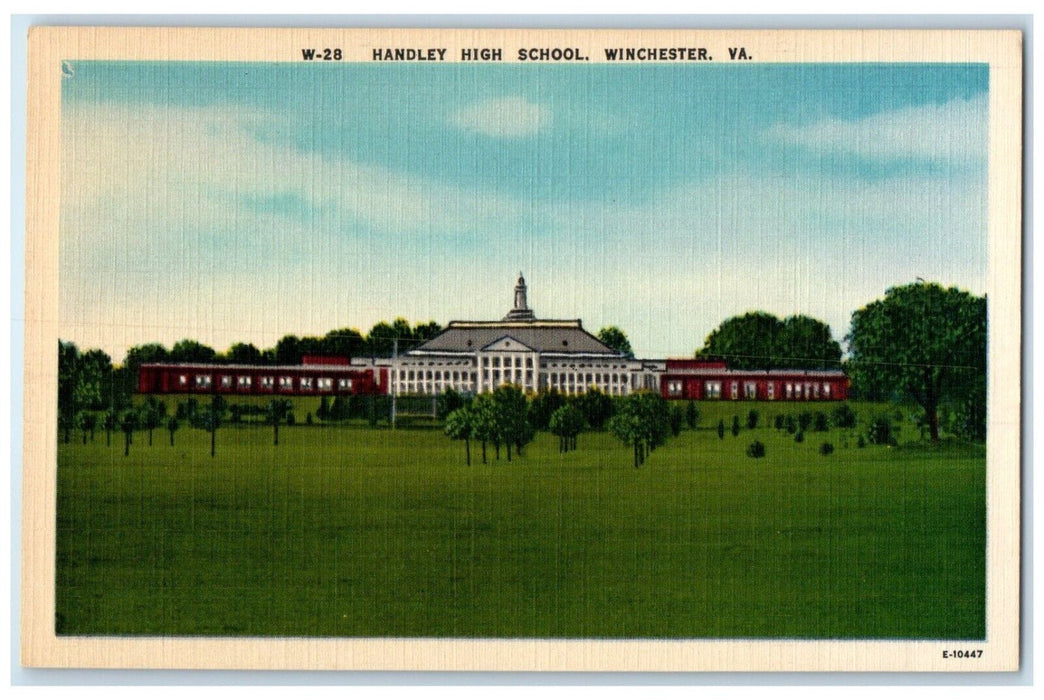 c1930's Handley High School Building Winchester Virginia VA Vintage Postcard