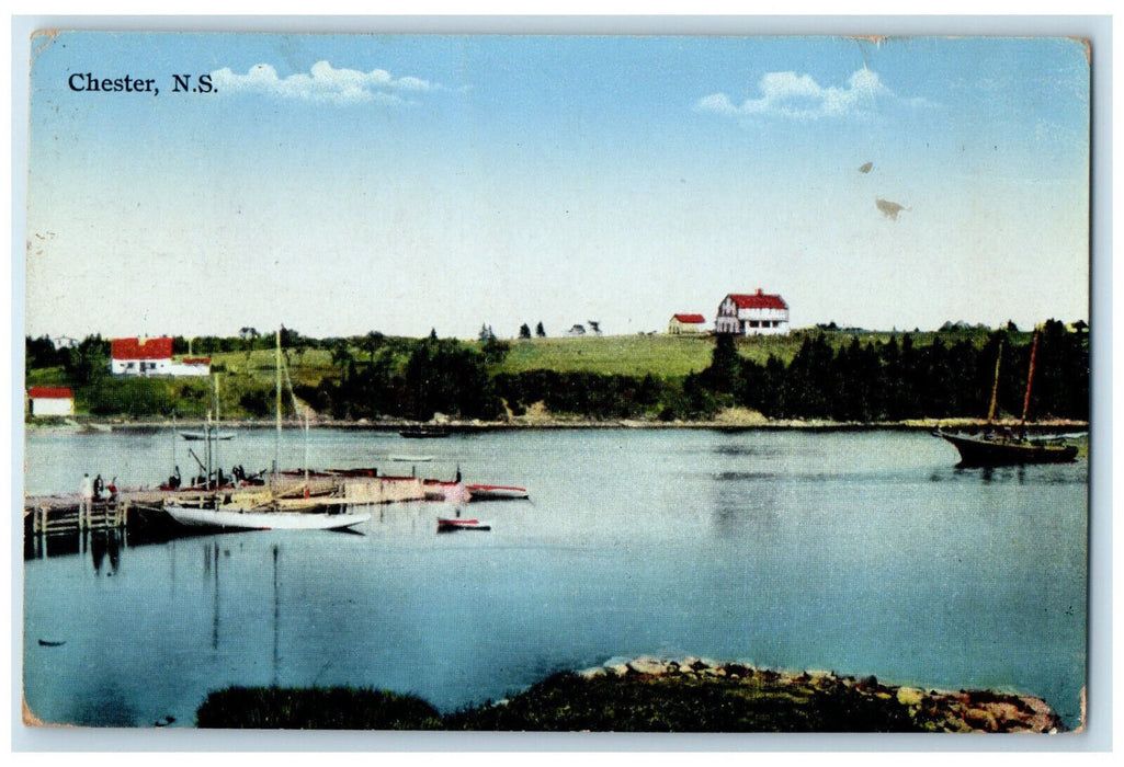 1940 Scene of Boat Landing River in Chester Nova Scotia Canada Posted Postcard