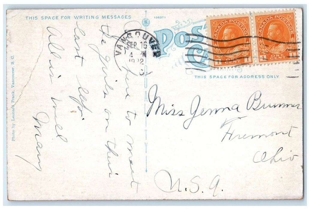 1922 Entering The Narrows Vancouver British Columbia Canada Posted Postcard