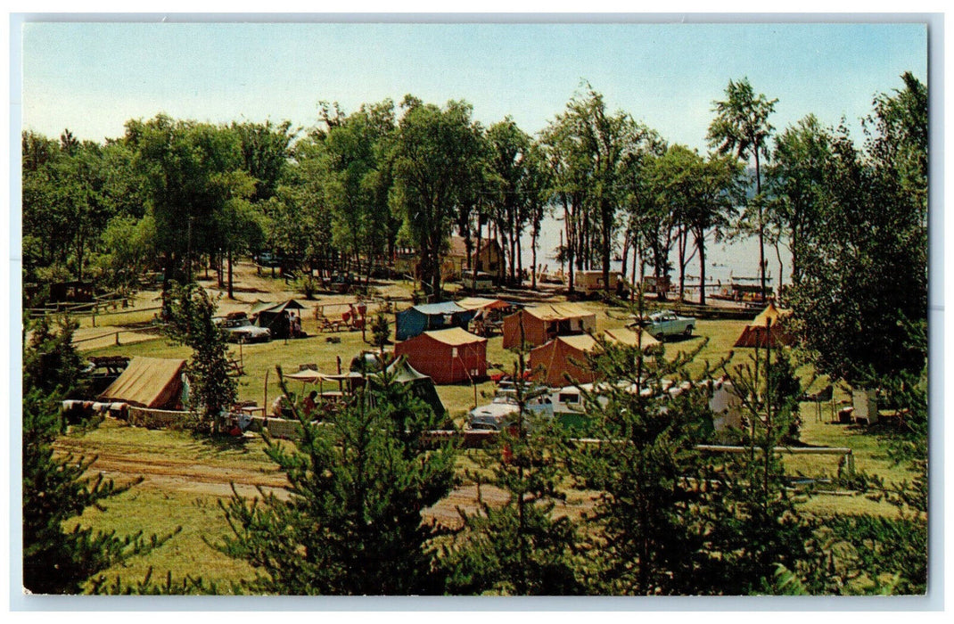 c1950's View of the Tent Sites Crystal Beach Madoc Ontario Canada Postcard