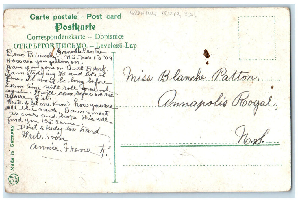c1910 Love from Granville Centre Nova Scotia Canada Glitters Flower Postcard