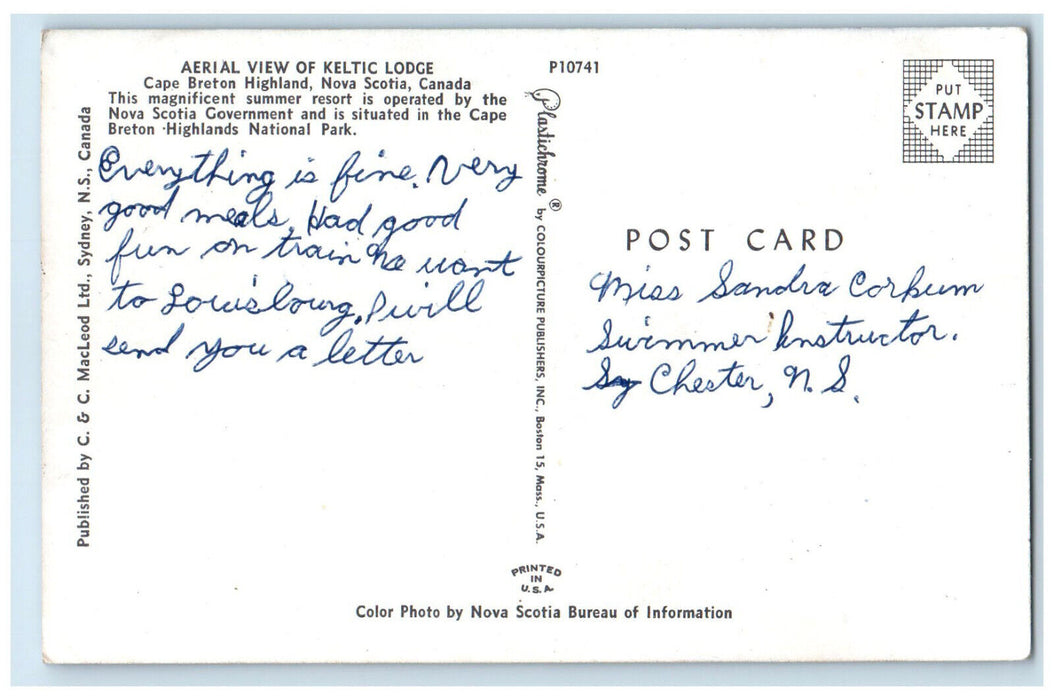 1910 Aerial View Keltic Lodge Cape Breton Highland Nova Scotia Canada Postcard