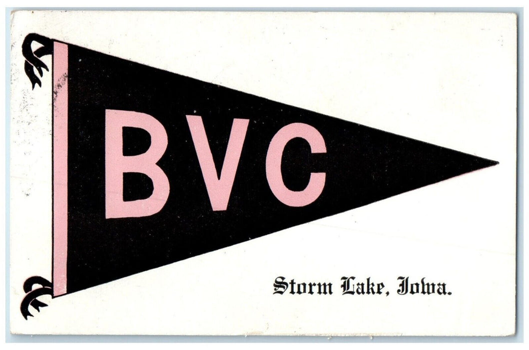 1914 BVC Large Letters Pennant Storm Lake Iowa IA Posted Antique Postcard