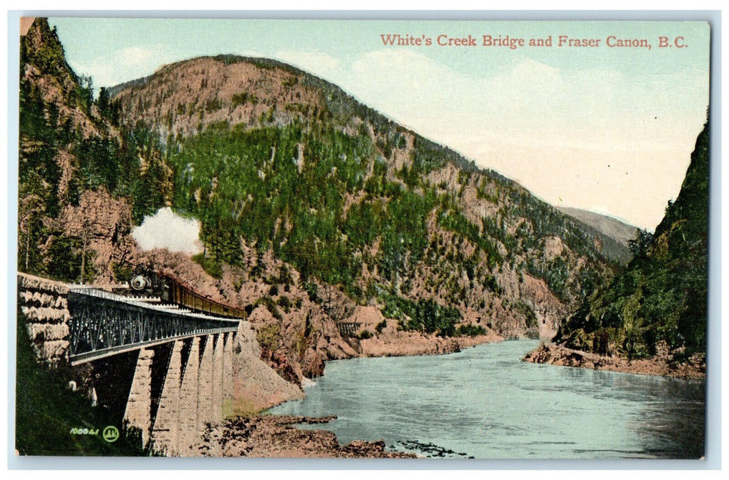 c1910 White's Creek Bridge and Fraser Canon British Columbia Canada Postcard