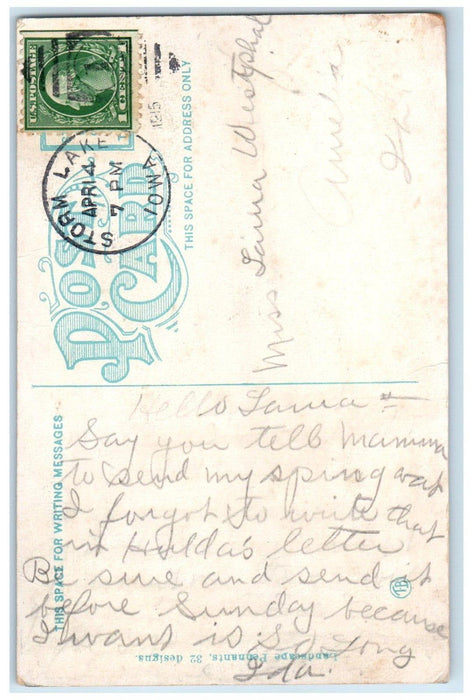 1915 The Beautiful Surroundings At Storm Lake Iowa IA Pennant Antique Postcard