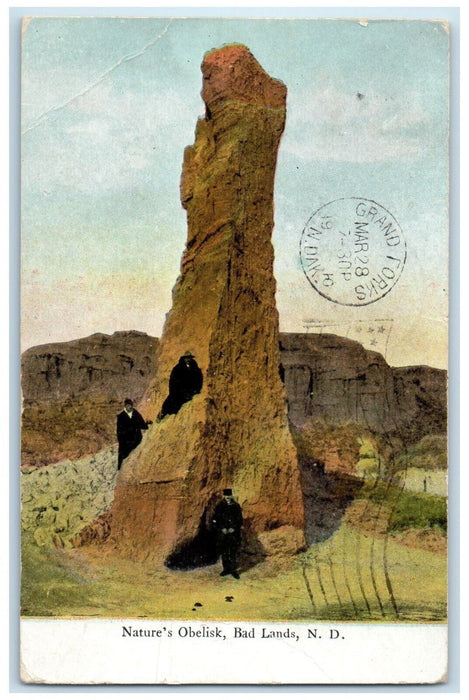 1910 Nature's Obelisk Bad Lands Grand Forks North Dakota ND Antique Postcard