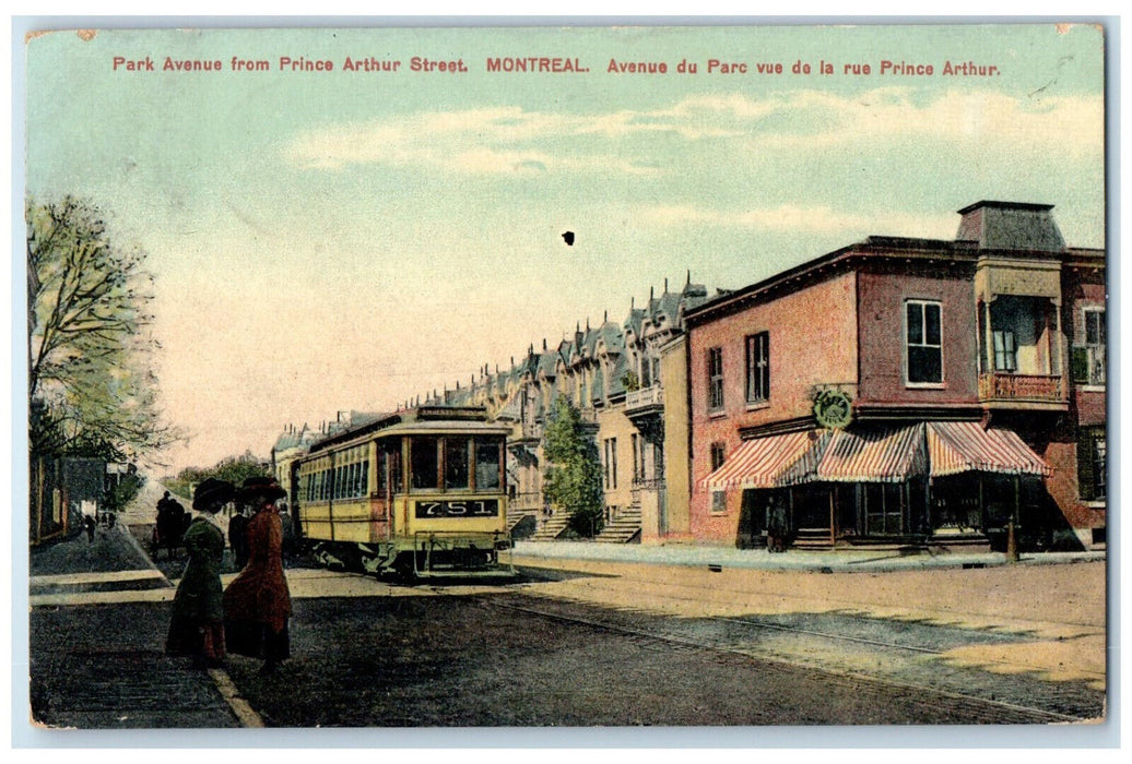 1911 Park Avenue From Prince Arthur Street Montreal Quebec Canada Postcard