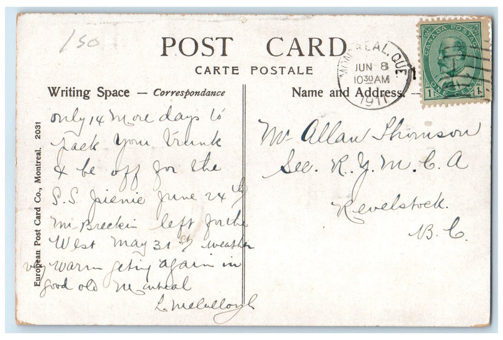 1911 Park Avenue From Prince Arthur Street Montreal Quebec Canada Postcard