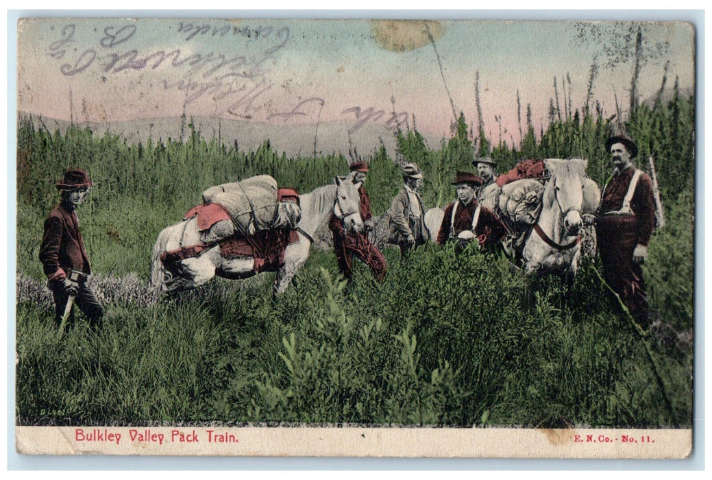 1912 Bulkley Valley Pack Train Telkwa British Columbia Canada Postcard