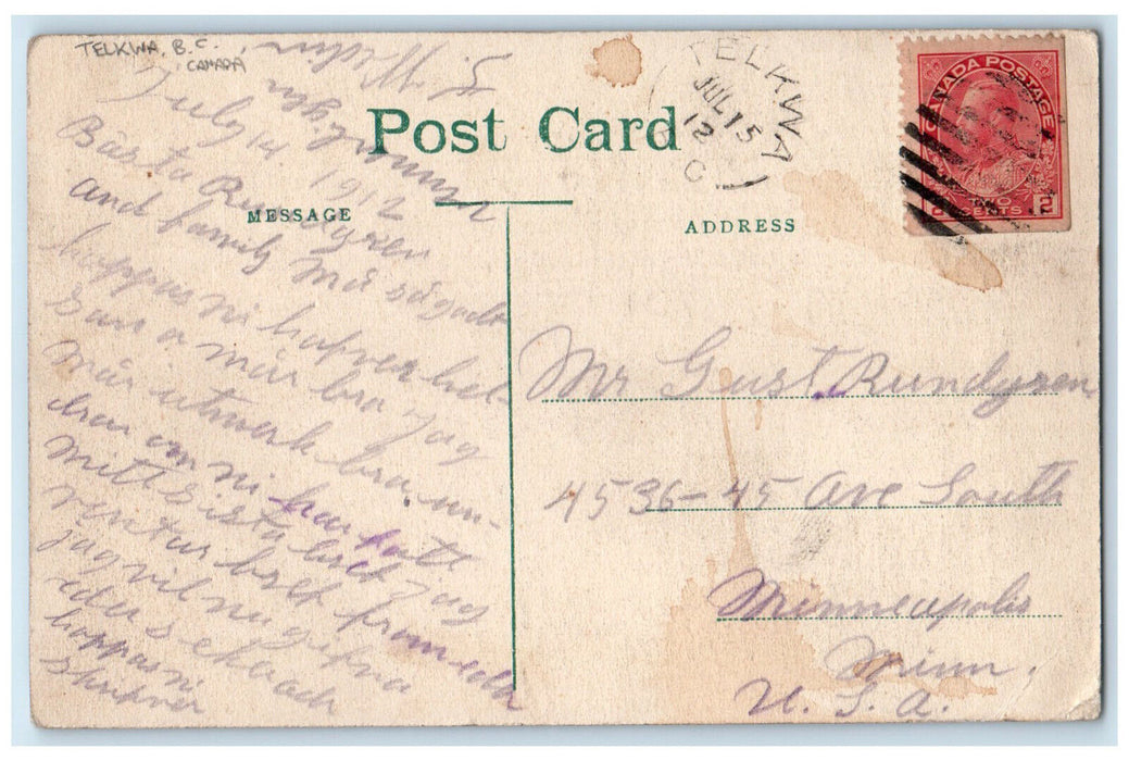 1912 Bulkley Valley Pack Train Telkwa British Columbia Canada Postcard
