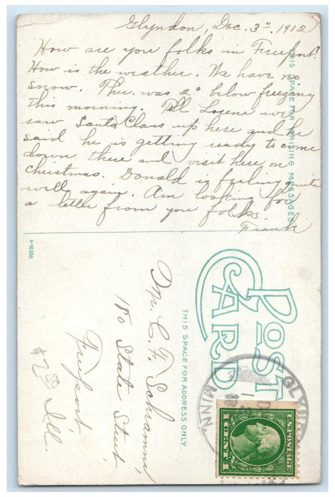 1912 Congregational Church Street View Fargo North Dakota ND Antique Postcard