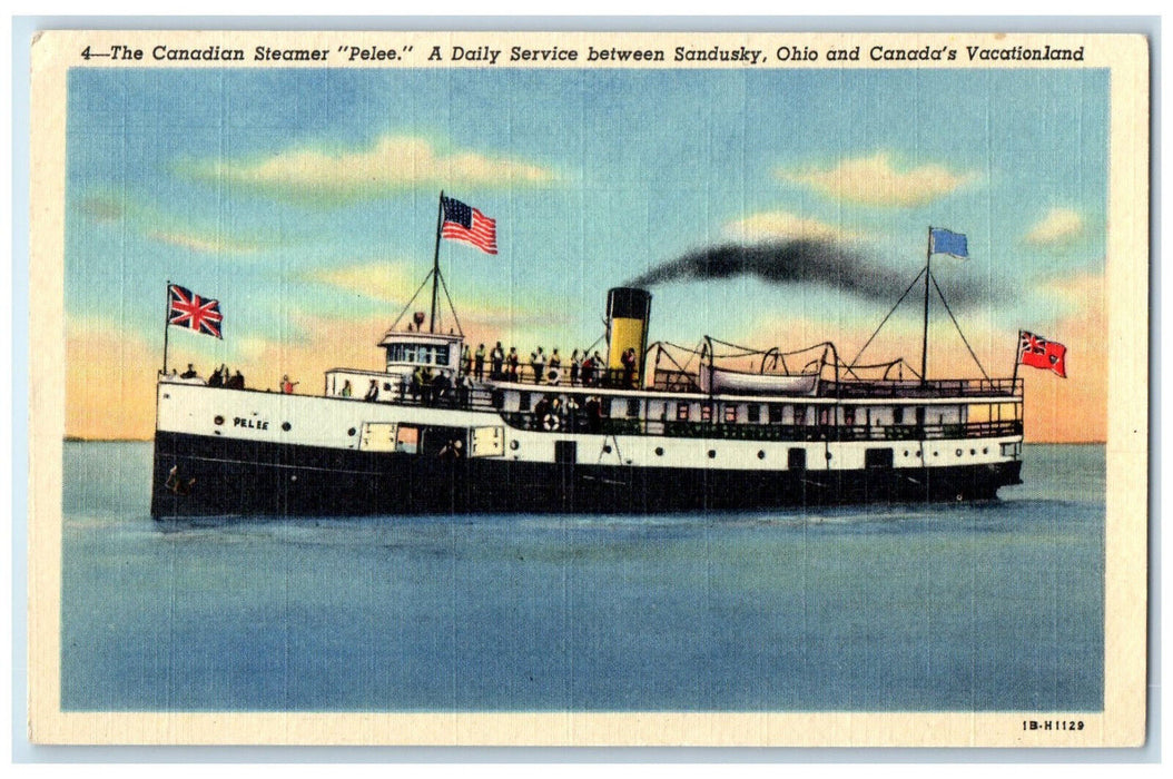 c1930's Canadian Steamer Pelee Between Sandusky Ohio Vacationland Postcard