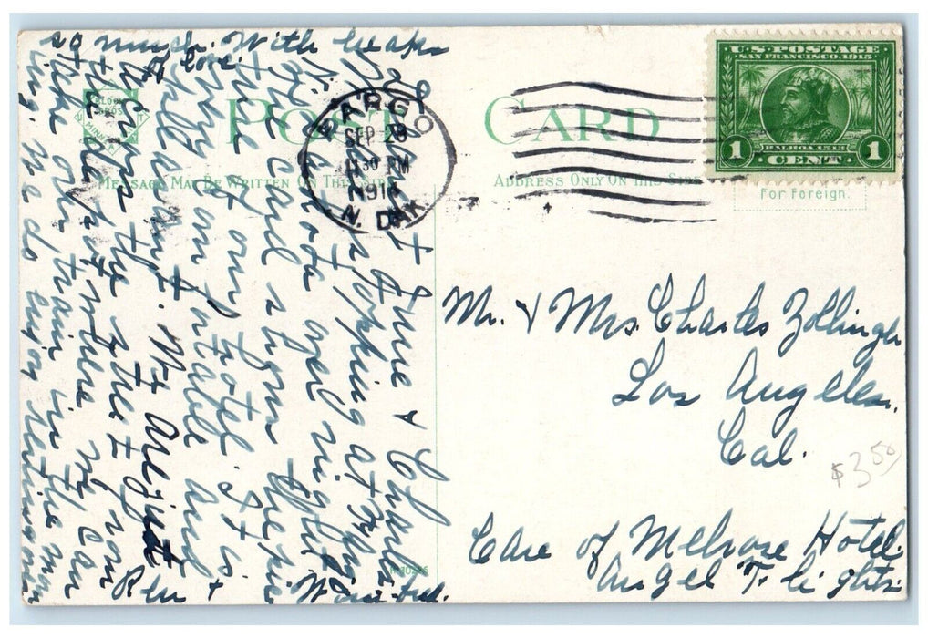 1914 Leading Hotel Of The Northwest Waldo Fargo North Dakota ND Antique Postcard