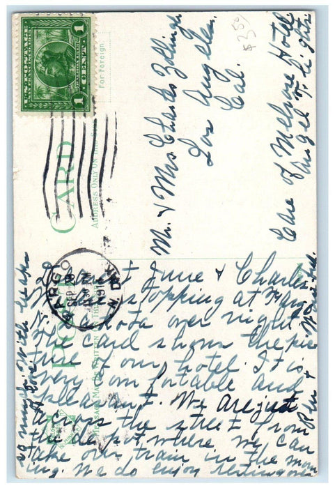 1914 Leading Hotel Of The Northwest Waldo Fargo North Dakota ND Antique Postcard