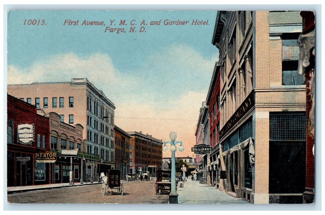 c1910's First Avenue YMCA And Gardner Hotel Fargo North Dakota ND Postcard