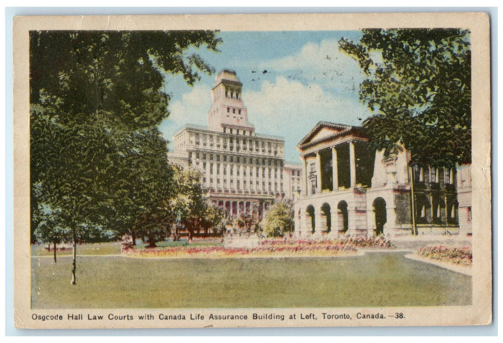1948 Osgcode Hall Law Courts with Canada Life Assurance Toronto Canada Postcard