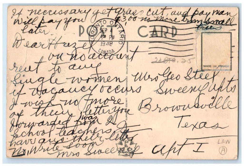 1948 Osgcode Hall Law Courts with Canada Life Assurance Toronto Canada Postcard
