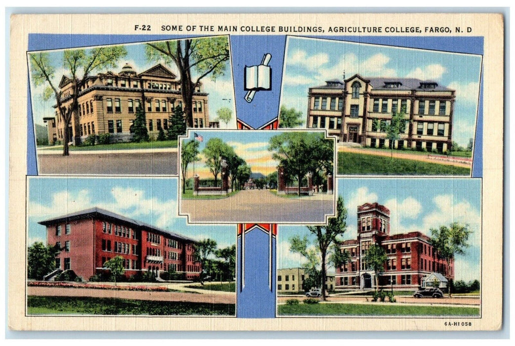 1945 Main College Buildings Agriculture College Fargo North Dakota ND Postcard