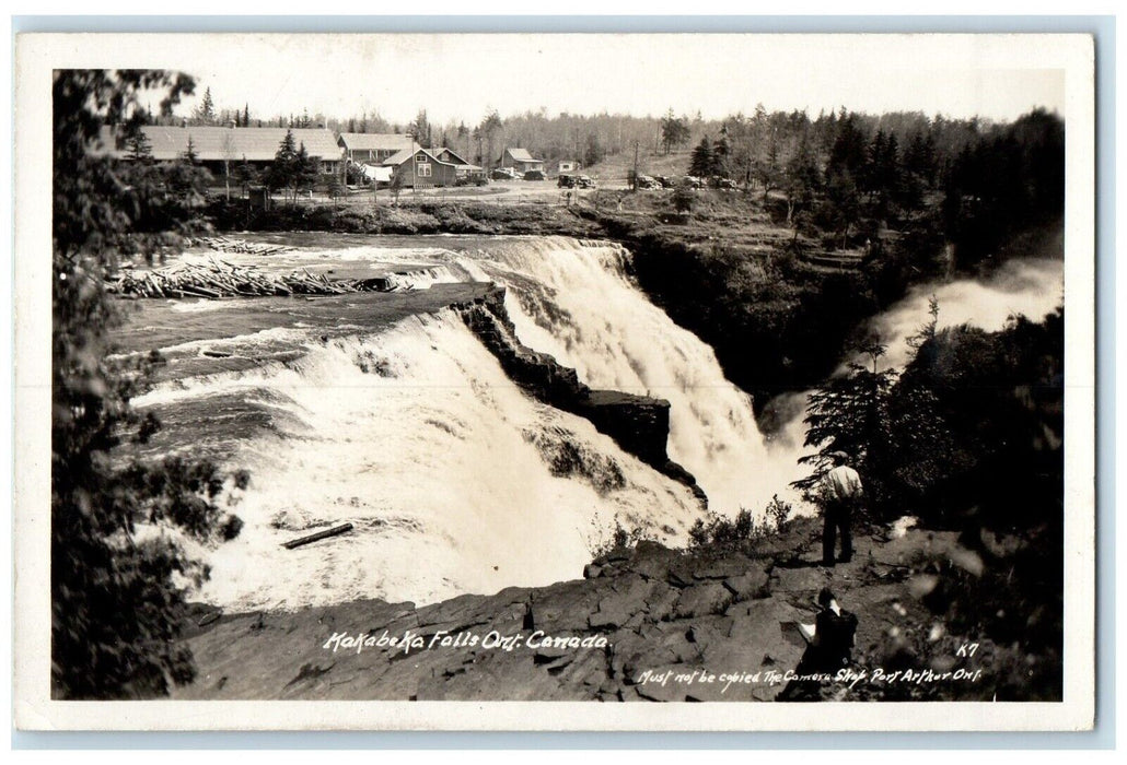 c1940's Kakabeka Falls Waterfalls Ontario Canada RPPC Photo Vintage Postcard