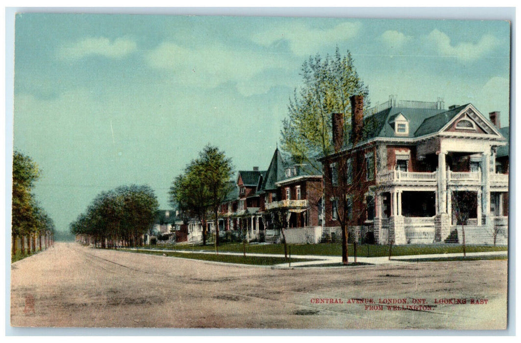 c1910 London Ontario Canada Central Avenue Excelsior Tuck Art Postcard