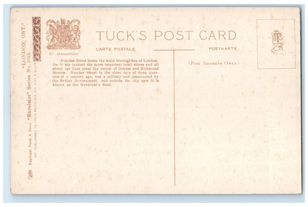 c1910 Dundas Street London Ontario Canada Excelsior Tuck Art Moonlight Postcard