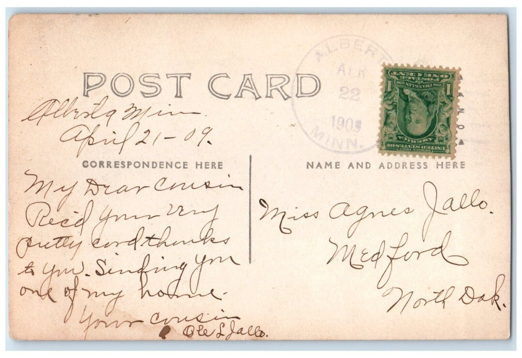 1909 Drywood Lake Alberta Minnesota Canoeing Boats RPPC Photo Antique Postcard