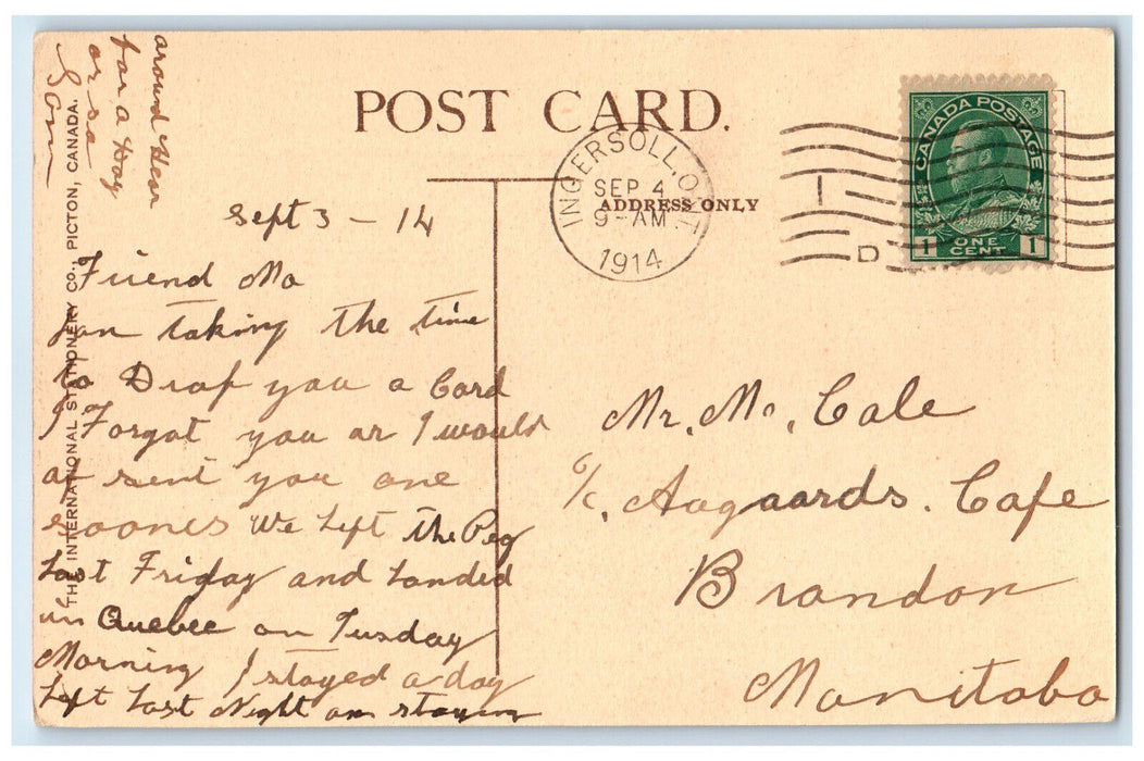 1914 Vansittart Avenue Woodstock Ontario Canada Antique Posted Postcard