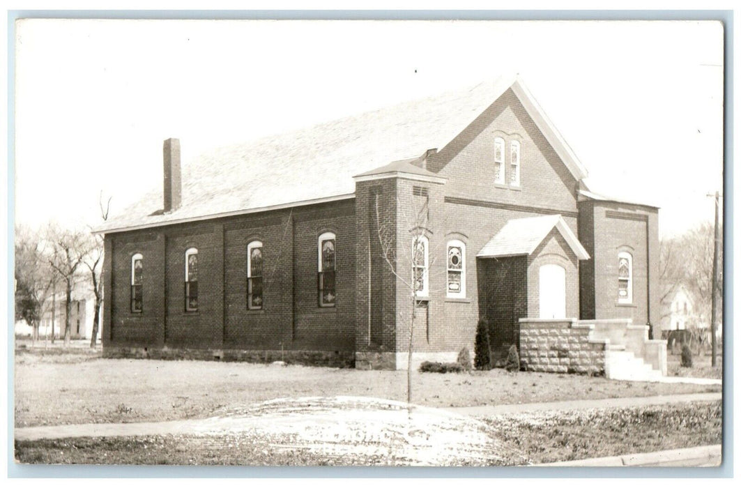 1977 Church Scene Street Chetopa Kansas KS RPPC Photo Vintage Postcard