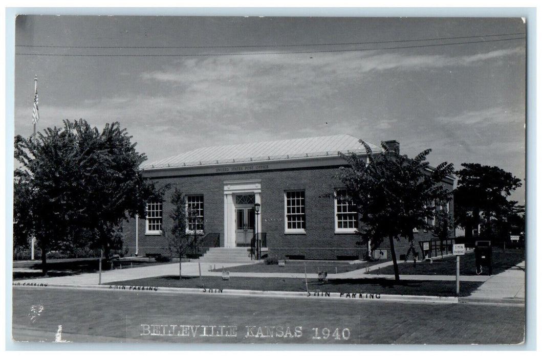 1940 United Stats Post Office Belleville Kansas KS RPPC Photo Vintage Postcard