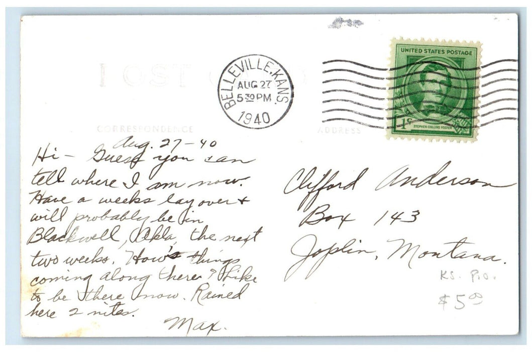1940 United Stats Post Office Belleville Kansas KS RPPC Photo Vintage Postcard