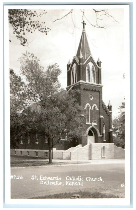 c1910's St. Edwards Catholic Church Belleville Kansas KS RPPC Photo Postcard