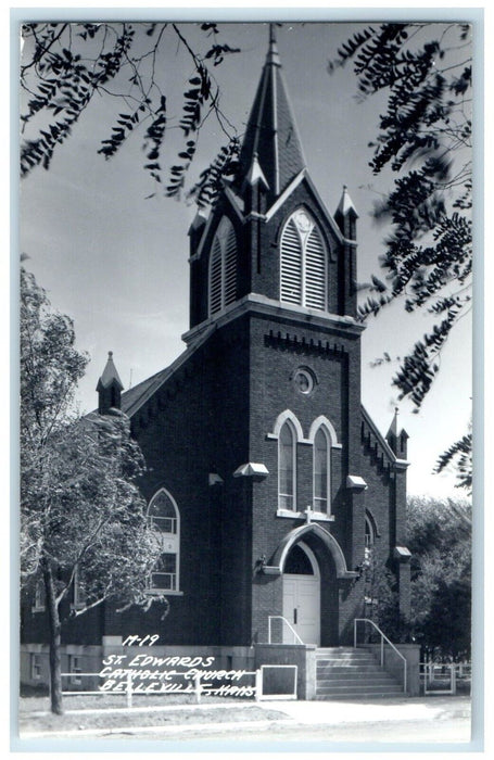 c1940's St. Edwards Catholic Church Belleville Kansas KS RPPC Photo Postcard