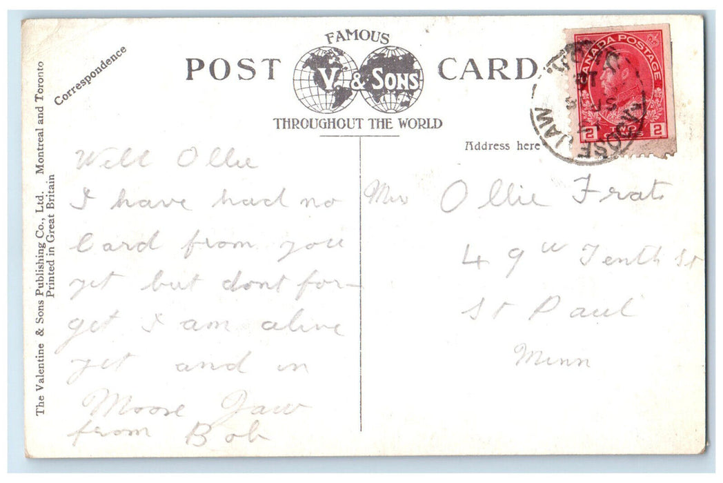 c1910 River Street Looking West Moose Jaw Saskatchewan Canada Postcard
