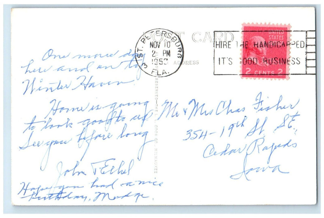 1953 La Beau Motor Court Car St. Petersburg Florida FL RPPC Photo Postcard