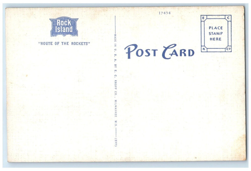 c1940 One Fleet Streamlined Rock Island Rockets Train Illinois Railroad Postcard