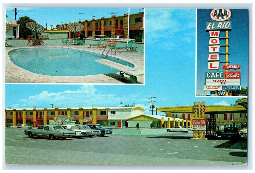 c1970 Multi-View El Rio Motel Building Downtown Socorro New Mexico NM Postcard