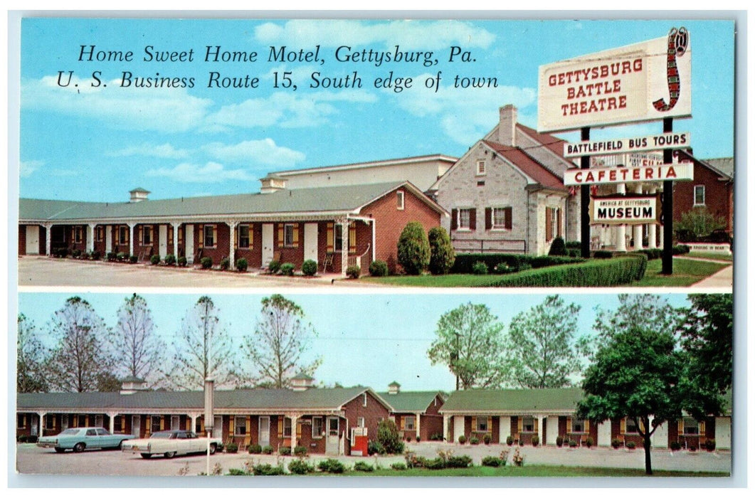 c1970 Multi-View Home Sweet Home Motel Gettysburg Pennsylvania Vintage Postcard