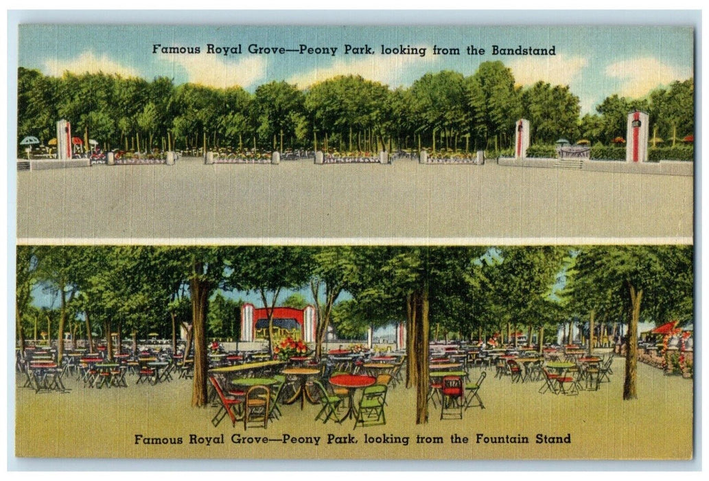 c1940 Multi-View Famous Royal Grove Dancing Under Stars Omaha Nebraska Postcard