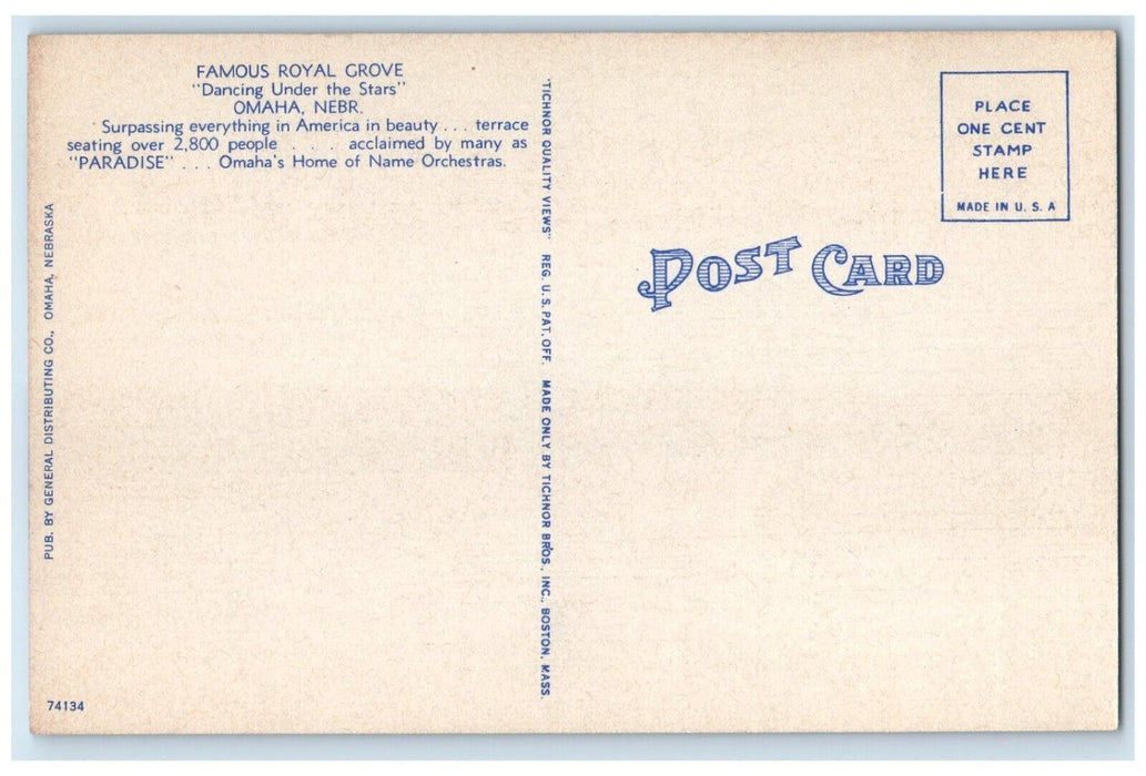 c1940 Multi-View Famous Royal Grove Dancing Under Stars Omaha Nebraska Postcard