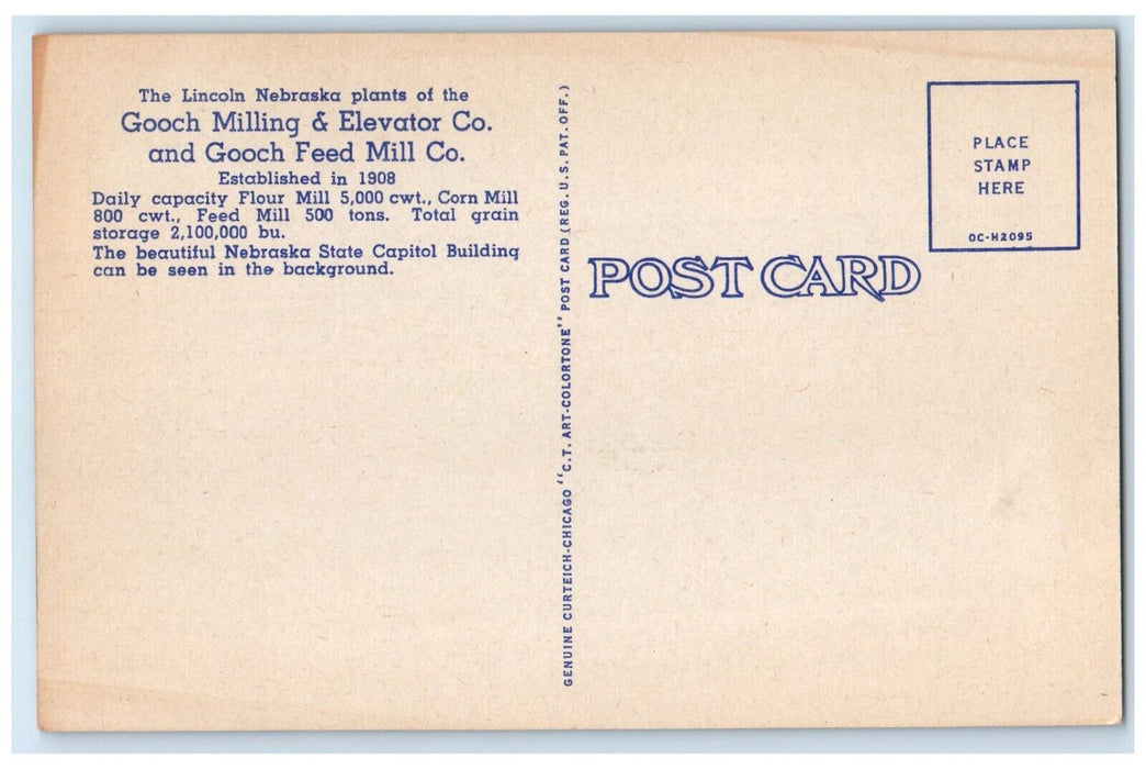 c1940 Gooch Milling Elevator Co Gooch Feed Mill Co Lincoln Nebraska NE Postcard
