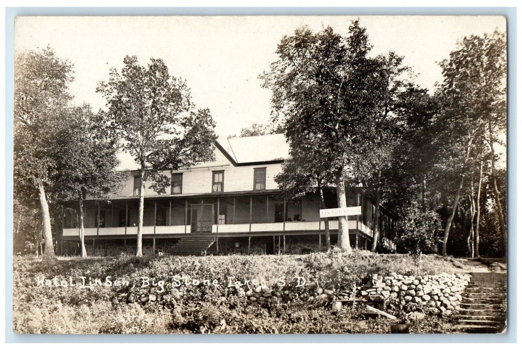 c1910's Hotel Linden Big Stone Lake South Dakota SD RPPC Photo Antique Postcard