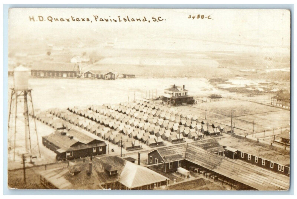 c1910's HD Quarters Paris Island South Carolina SC RPPC Photo Antique Postcard