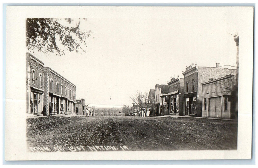 c1910's Main Street Dirt Road Lost Nation Iowa IA RPPC Photo Antique Postcard