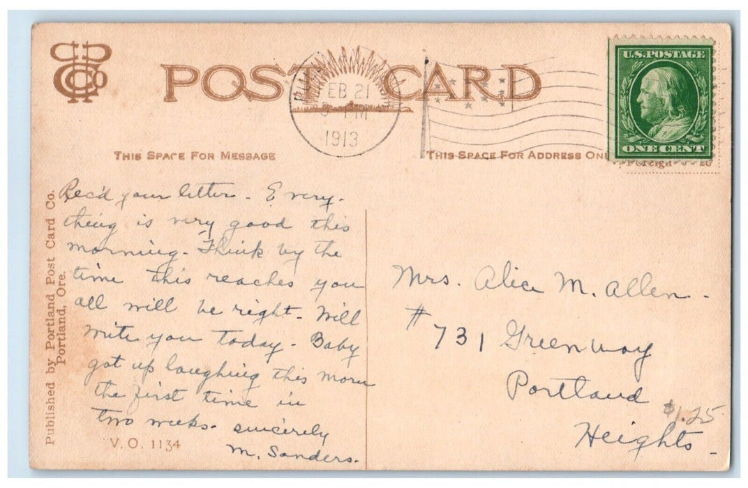 1913 Rose Hedge Exterior Building Rose Flowers Field Portland Oregon OR Postcard