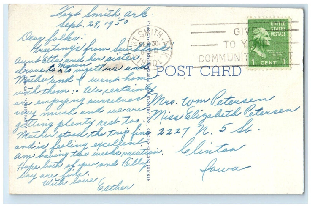 c1950 Sebastian County Court House City Hall Fort Smith Arkansas Posted Postcard