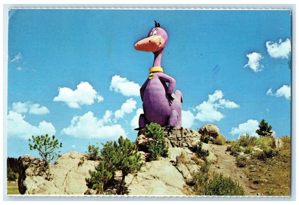 1972 Flintstone's Bedrock City Dino Custer South Dakota SD Vintage Postcard